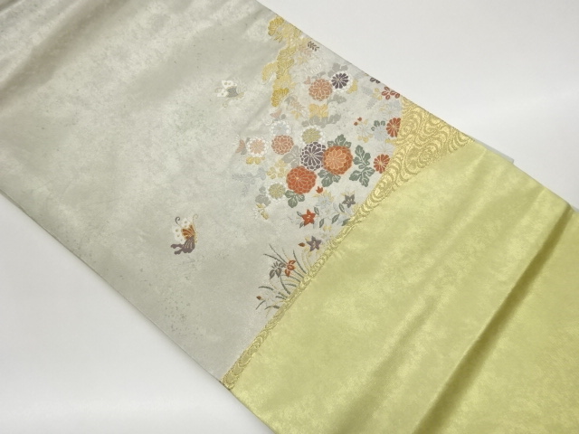 JAPANESE KIMONO / ORIGIDASHI NAGOYA OBI: AUTUMN GRASS / BUTTERFLY / KA
